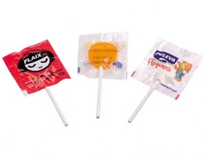 Flowpackede flade slikkepinde